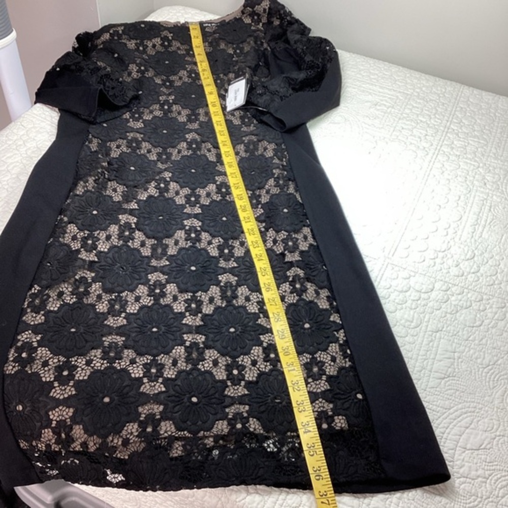 NWT Nine West Black Lace Floral Embroidered Shift Midi Dress Women’s Size 8 - Picture 12 of 12